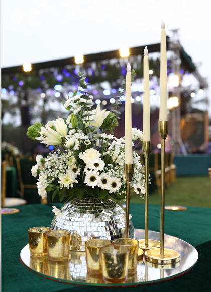 Tablescape and Floral detail — Sangeet decor — Zuri